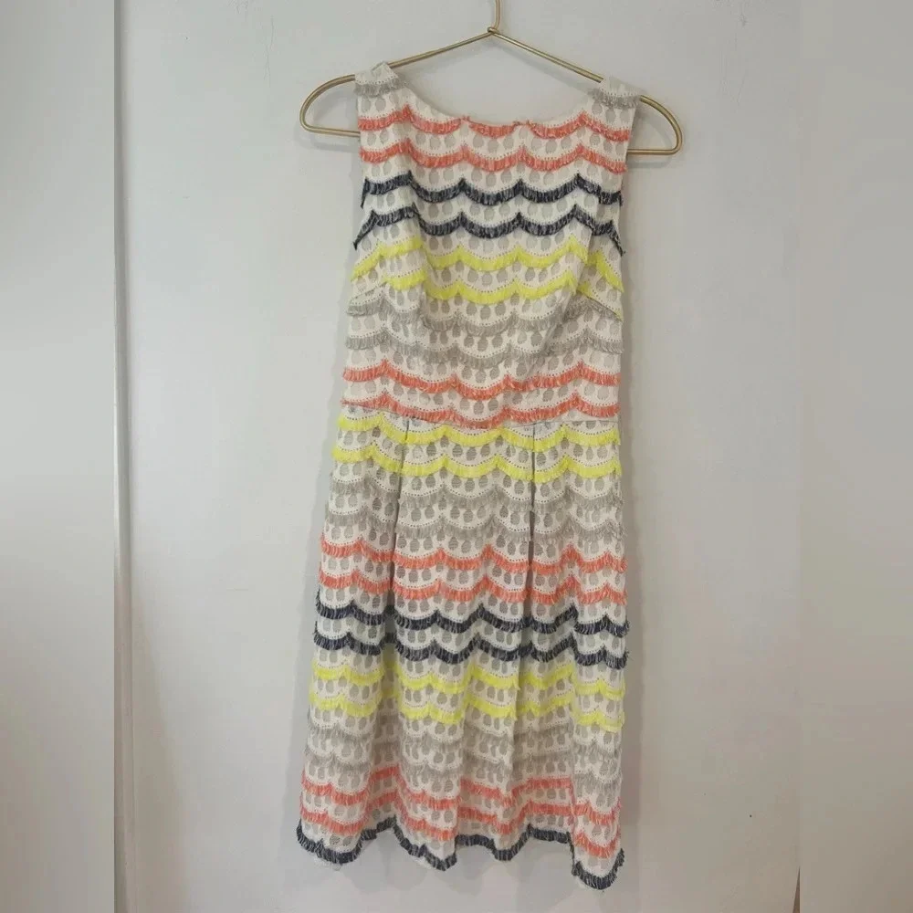 Trina Turk eyelash fringe multicolor dress fit and flare a line